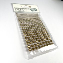 Halvperler, selvklbende, 2-6mm, mat guldfarvet, ca. 329 stk.