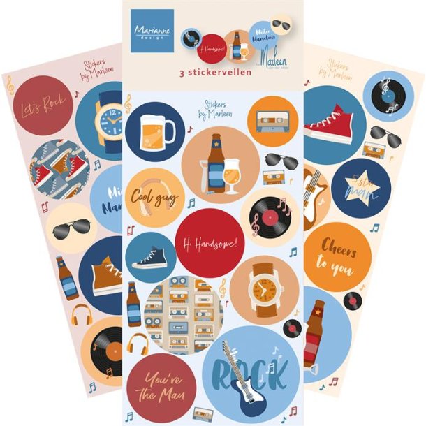 Stickers, CA3205 fra Marianne Design; "Hi Handsome" temaet er Cool, musik &amp; l