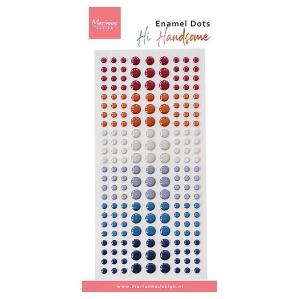 Halvperler/Dots PL4538 fra Marianne Design; 198 selvklbende stk., 6 farver i serien "Hi Handsome" 