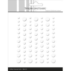 Halvperler/Dots, selvkl�bende, SBA101 - Glitter enamel dots, HVID, 5 st�rrelser