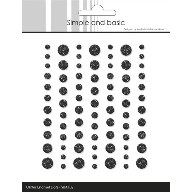 Halvperler/Dots, selvkl�bende, SBA102 - Glitter enamel dots, SORT, 5 st�rrelser