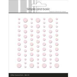 Halvperler/Dots, selvkl�bende, SBA103 - Glitter enamel dots, LYSER�D, 5 st�rrelser