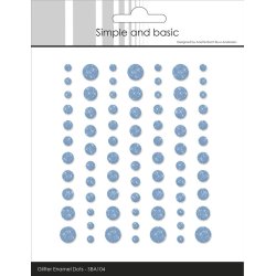 Halvperler/Dots, selvkl�bende, SBA104 - Glitter enamel dots, LYSEBL�, 5 st�rrelser