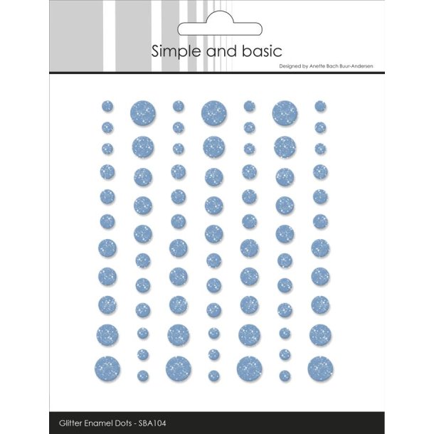Halvperler/Dots, selvkl�bende, SBA104 - Glitter enamel dots, LYSEBL�, 5 st�rrelser