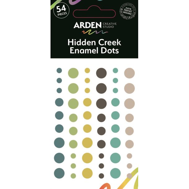 Enamel dots fra ARDEN "Hidden Creek", selvklbende, gul/grnne farver, 3 strrelser