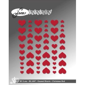Enamel Hjerter, selvkl�bende, hjerteformede, BLA007, juler�d, 3 st�rrelser