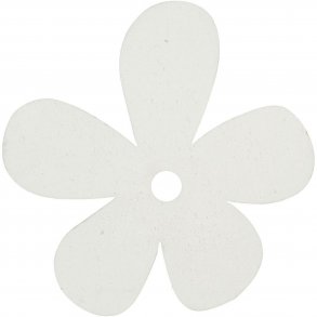 Blomst, hvid, af tr�fin&eacute;r, str. 57x51 mm, tykkelse 2 mm, 10stk.