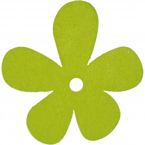 Blomst, lime gr�n, af tr�fin&eacute;r, str. 57x51 mm, tykkelse 2 mm, 10stk.
