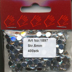 Rhinsten 5mm, klar akryl m/s�lvfarvet bagside, ca. 400 stk. 