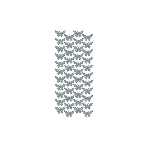 Stickers - Pynt; Sommerfugle, s�lvfarvet