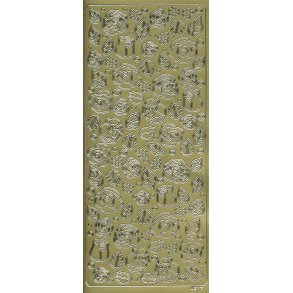 Stickers - Sm� blomster og blade, guld