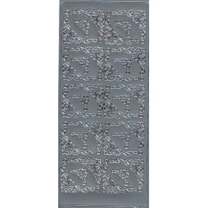 Stickers - Hjrner m/blomst og hjerte i midten, 20 store & 10 sm, slvfarvet