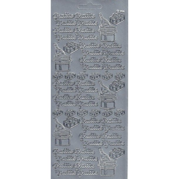 Stickers - Svensk tekst - "Grattis" i s�lvfarve