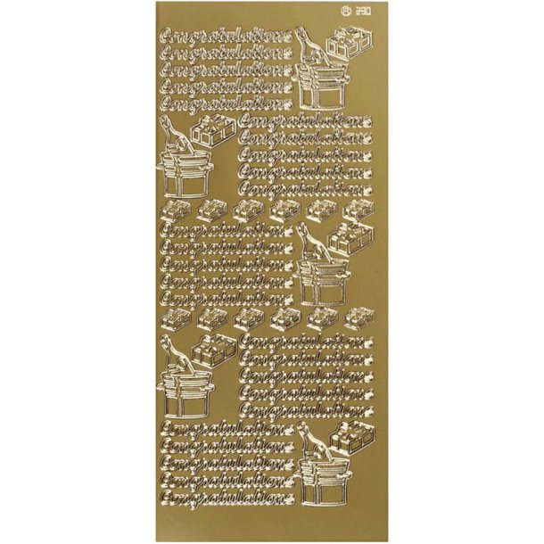 Stickers - congratulation, ca. 56x7mm, guld