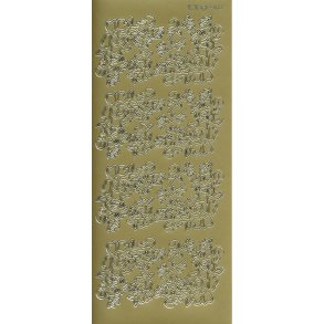 Stickers - Hjrner, stort blomsterhjrne og pynte blomster i guldfarve