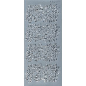 Stickers - Hjrner, stort blomsterhjrne og pynte blomster i slvfarve