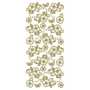Stickers - Hj�rner, stort blomsterhj�rne og pynte blomster & sommerfugle i guldfarve