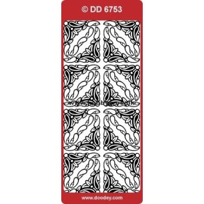 Stickers - Hjrner, store m/elegant mnster, slvfarvet