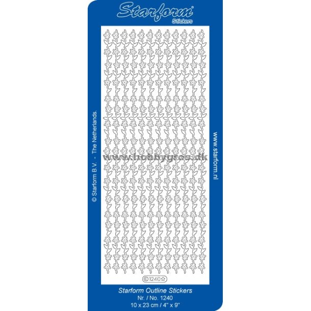 Stickers - Bort m/blomster &amp; blade, guldfarvet
