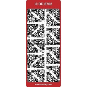 Stickers - Hjrner, store m/blomstermnster, guldfarvet