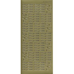 Stickers - Barnedb, tekst, hjerter og sut, guldfarvet