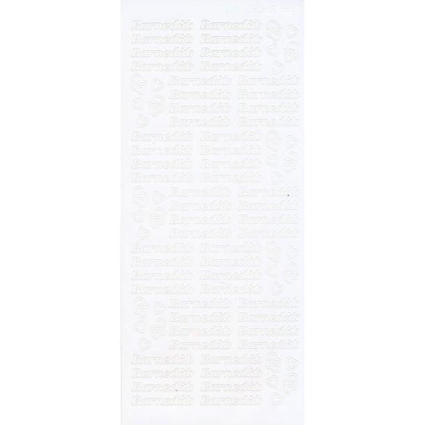 Stickers - Barnedb, tekst, hjerter og sut, hvid