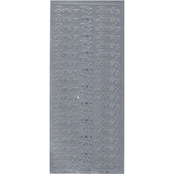 Stickers - Svensk tekst - "Br�llop" i s�lvfarve