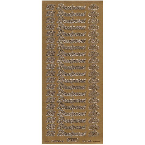 Stickers - Svensk tekst - "Till Brudparet" i guldfarve