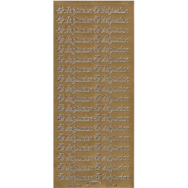 Stickers - Svensk tekst - "Inbjudan" i guldfarve