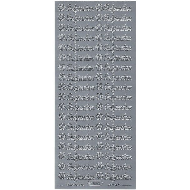 Stickers - Svensk tekst - "Inbjudan" i s�lvfarve