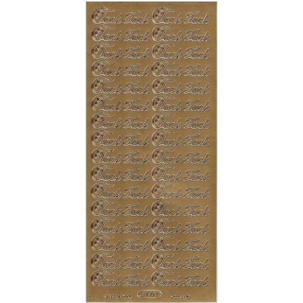 Stickers - Svensk tekst - "Tack" i guldfarve