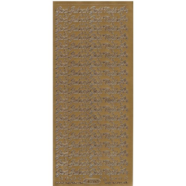 Stickers - Svensk tekst - "God Jul och Gott Nytt �r" i guldfarve