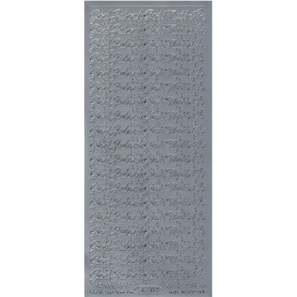 Stickers - Svensk tekst - "God Jul och Gott Nytt �r" i s�lvfarve