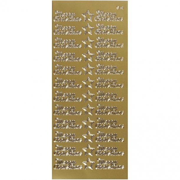 Stickers - ''merry christmas'', 37x14mm, guld