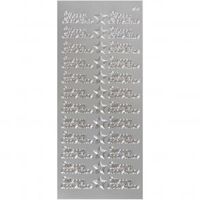 Stickers - ''merry christmas'', 37x14mm, slv