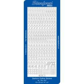 Stickers - Tal 0-9 og forskellige tegn, guldfarvet