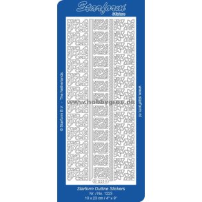 Stickers - Sm blomster/sommerfugle-hjrner og smalle borter, slvfarvede