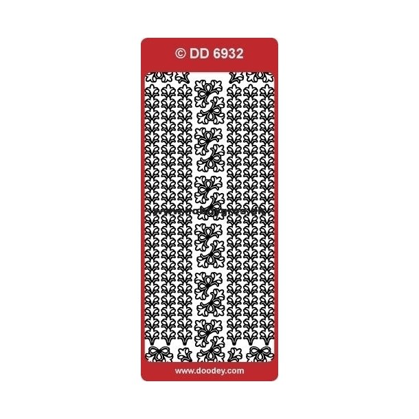 Stickers - Borter &amp; hj�rner, brede "fleur-de-lis" borter m/matchende hj�rner i s�lvfarve