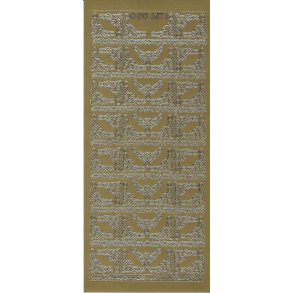 Stickers - Hjrner, sm fine hjrner med et lille hjerte samt sm borter, guldfarvet