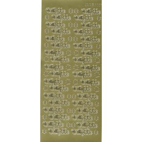 Stickers - Tillykke, ca. 35x11mm, guldfarvet