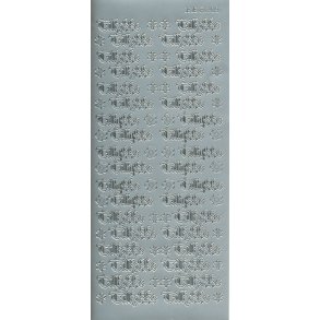 Stickers - Tillykke, ca. 35x11mm, slvfarvet