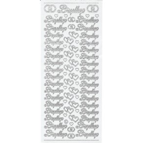 Stickers - Bryllup, ringe og hjerter, hvid