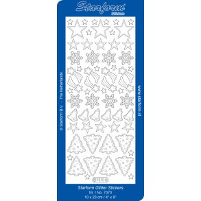 Stickers - Glitter sort m/s�lvkant, Julepynt 