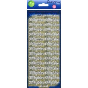 Stickers - Glitter guld m/slvkant ''Tillykke'' 45x13mm
