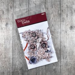 Die cuts - udstansede smukke bl blomster i karton (Dan cuts 1961)
