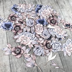 Die cuts - udstansede smukke bl blomster i karton (Dan cuts 1961)