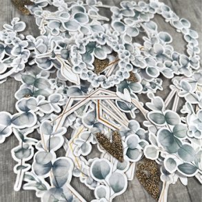 Die cuts - udstansede eukalyptus kranse & grene i karton (Dan cuts 1964)