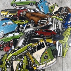 Die cuts - udstansede retro biler i karton (Dan cuts 1970)