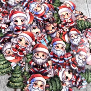 Die cuts - udstansede nuttede julemnd, julekoner, rensdyr og juletrer (Dan cuts 1979)