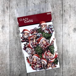 Die cuts - udstansede nuttede julemnd, julekoner, rensdyr og juletrer (Dan cuts 1979)